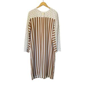 Melissa Lane Vintage Striped Three Quarter Sleeve Shift Dress Size L Large